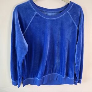 The Original MUK LUKS Blue Velour Raglan Sweatshirt